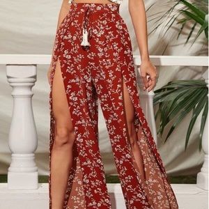 Split front tassel knot sheer beach pants.